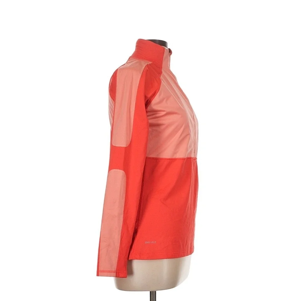 Nike Pro‎ Dri-FIT Womens Red Coral Half Zip Pullover Running Top Large